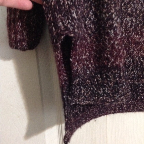SANCTUARY Maroon Tan Marled Knit Crewneck Pullover Sweater Small High Low Hem - Picture 2 of 7